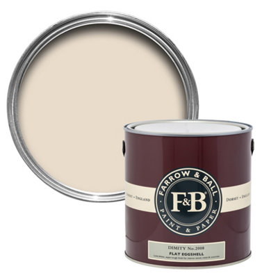 Farrow & Ball Dimity No.2008 Flat Eggshell Topcoat Paint2.5L Tin from B&Q