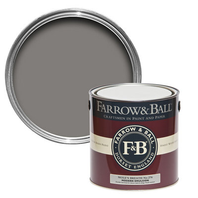 Farrow & Ball Modern Mole's Breath No.276 Matt Wall & Ceiling Emulsion Paint2.5L from B&Q