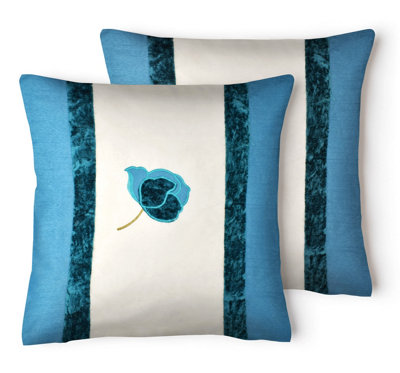 Intimates Velvet Rose Design Luxury CushionSoft Velvet Texture With Zip ClosureModern Decor AccentTeal from B&Q
