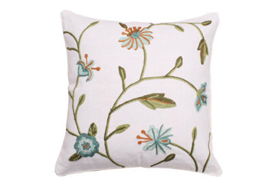 Velosso Elegant Home Decor Jacquard Fabric Cushion With Chic EmbroideryZip ClosureDuck Egg from B&Q