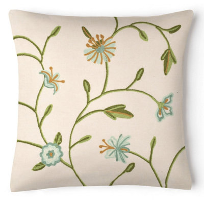 Velosso Elegant Home Decor Jacquard Fabric Cushion With Chic EmbroideryZip ClosureDuck Egg from B&Q