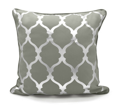 Velosso Elegant Foil Print CushionZip ClosureMachine WashableMetallic Design Sofa CushionGrey from B&Q