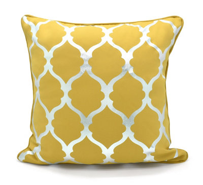 Velosso Elegant Foil Print CushionZip ClosureMachine WashableMetallic Design Sofa CushionOchre from B&Q