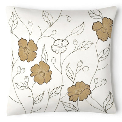 Intimates Embroidered Detail Faux Silk CushionZip ClosureMachine WashableLatte from B&Q