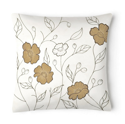 Intimates Embroidered Detail Faux Silk CushionZip ClosureMachine WashableLatte from B&Q