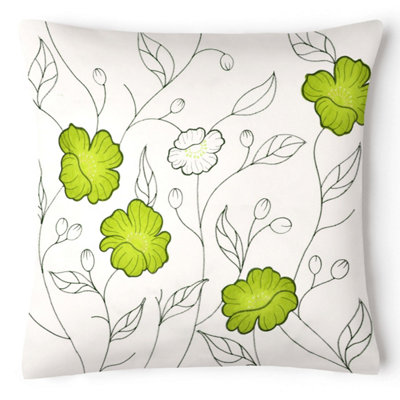 Intimates Embroidered Detail Faux Silk CushionZip ClosureMachine WashableLime from B&Q