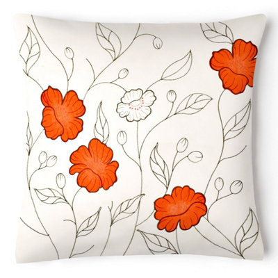 Intimates Embroidered Detail Faux Silk CushionZip ClosureMachine WashableOrange from B&Q