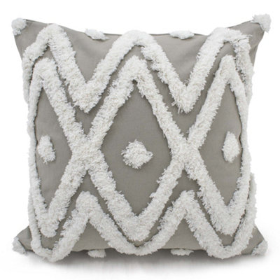 Intimates Textured Tufted Design CushionDecorative Sofa Accent With Durable Zip Closure And Easy CareGrey from B&Q