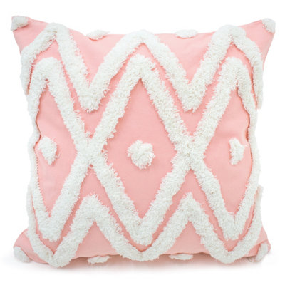Intimates Textured Tufted Design CushionDecorative Sofa Accent With Durable Zip Closure And Easy CarePink from B&Q