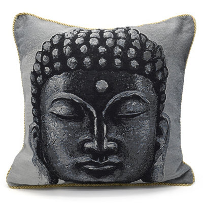 Velosso Artistic Tapestry Design CushionMotifZip ClosureMachine WashableCharcoal from B&Q