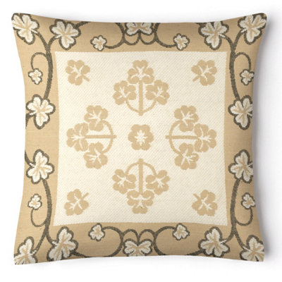 Ashley Mills Classic Floral Chenille Square CushionDecorative Sofa Throw Cushion With Zip ClosureDurable Chenille WeaveCream from B&Q