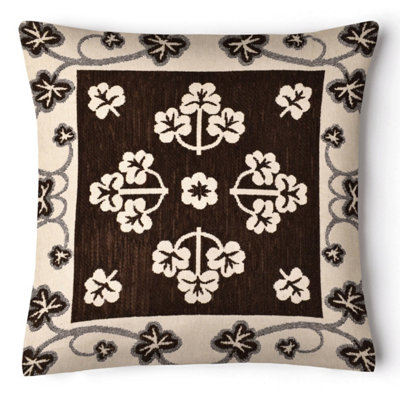 Ashley Mills Classic Floral Chenille Square CushionDecorative Sofa Throw Cushion With Zip ClosureDurable Chenille WeaveChocolate from B&Q