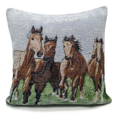 Velosso Artistic Tapestry Design CushionMotifZip ClosureMachine WashableBlue from B&Q