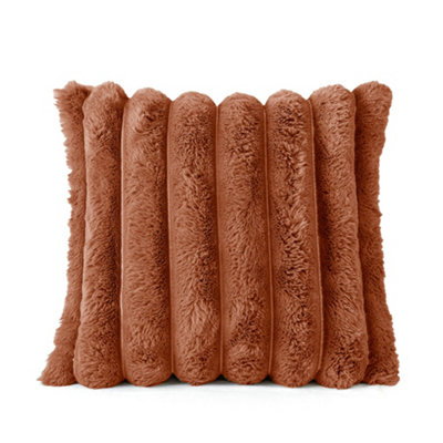 Velosso Faux Fur Effect Zip Closure Sofa CushionDecorative For Modern Decor And Cosy LookOrange from B&Q