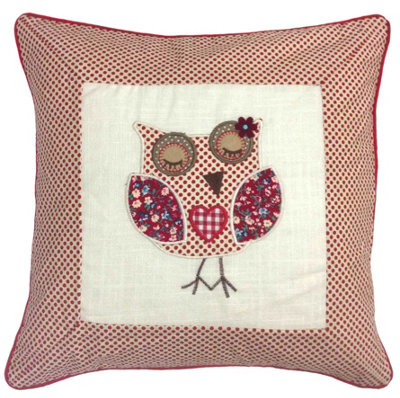 Intimates Applique Embroidered Owl CushionFaux LinenMachine WashableZip ClosureMulticolour from B&Q