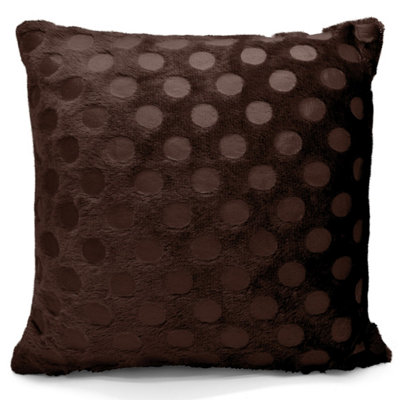 Intimates Premium Finish Faux Fur Decorative CushionZip Closure Sofa CushionComfortable Square CushionChocolate from B&Q