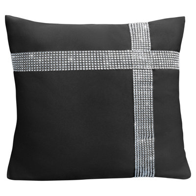 Velosso Stunning Design Embellished CushionZip ClosureMachine WashableLuxurious Style Accent For Modern Home DecorBlack from B&Q