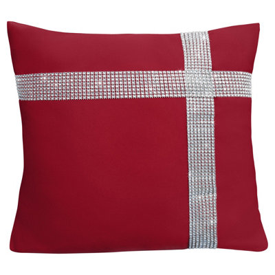 Velosso Stunning Design Embellished CushionZip ClosureMachine WashableLuxurious Style Accent For Modern Home DecorRed from B&Q