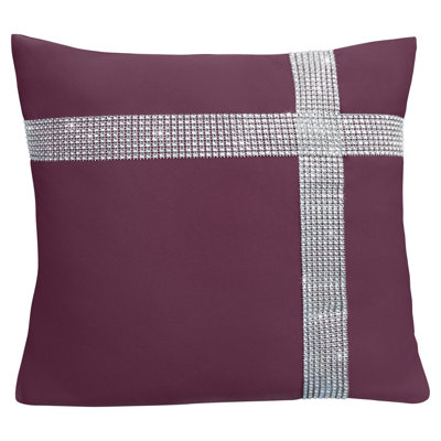 Velosso Stunning Design Embellished CushionZip ClosureMachine WashableLuxurious Style Accent For Modern Home DecorPlum from B&Q