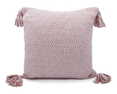 Velosso Shabby Chic Woven Texture Sofa CushionZip ClosureMachine WashableDecorative CushionLiving Room DecorBlush Pink from B&Q