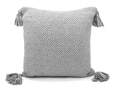 Velosso Shabby Chic Woven Texture Sofa CushionZip ClosureMachine WashableDecorative CushionLiving Room DecorGrey from B&Q