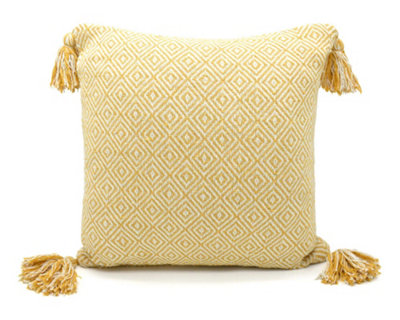 Velosso Shabby Chic Woven Texture Sofa CushionZip ClosureMachine WashableDecorative CushionLiving Room DecorOchre from B&Q
