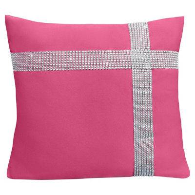 Velosso Stunning Design Embellished CushionZip ClosureMachine WashableLuxurious Style Accent For Modern Home DecorFuschia from B&Q