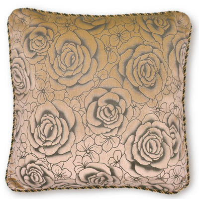Intimates Velvet Texture Rope Braid Edge CushionLuxury Living Room DecorZip ClosureSoft And Durable Velvet FabricLatte from B&Q