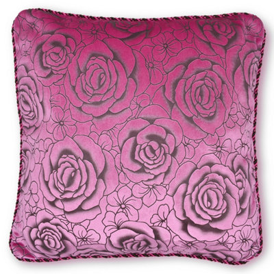 Intimates Velvet Texture Rope Braid Edge CushionLuxury Living Room DecorZip ClosureSoft And Durable Velvet FabricPink from B&Q