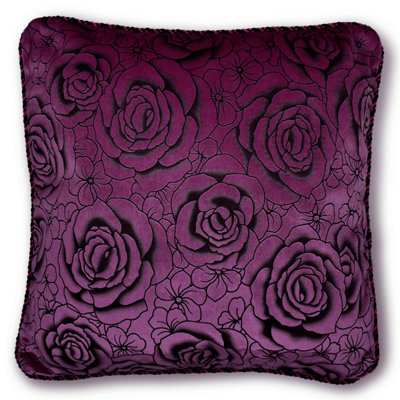 Intimates Velvet Texture Rope Braid Edge CushionLuxury Living Room DecorZip ClosureSoft And Durable Velvet FabricAubergine from B&Q