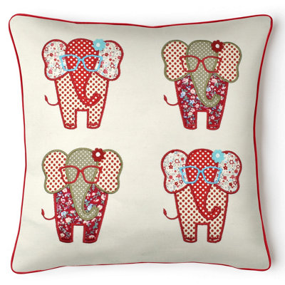 Intimates Applique Design Cotton Linen CushionZip ClosureMachine WashableDecorative Sofa Throw CushionMulticolour from B&Q