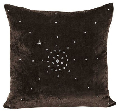 Intimates Premium Velvet Soft Touch CushionHome Decor Sofa Cushion In Modern Chic Colours With Durable Zip ClosureChocolate from B&Q