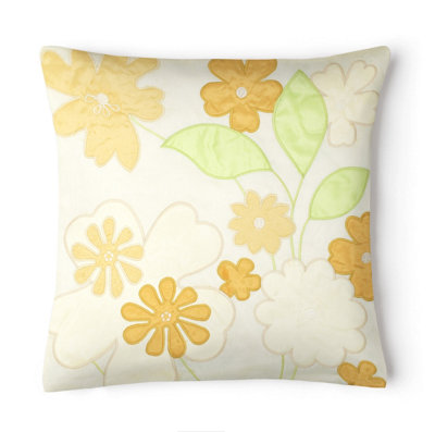 Intimates Floral Design Applique CushionZip ClosureMachine WashableCream from B&Q
