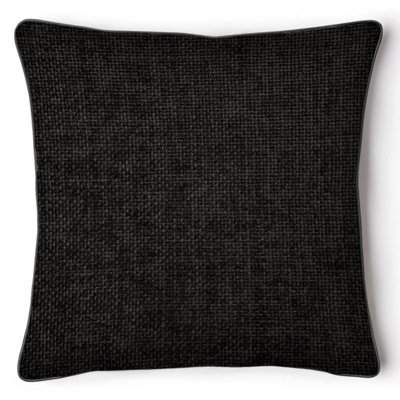 Intimates Textured Chenille Square CushionZip ClosureMachine Washable,Elegant And Durable Home Decor Sofa CushionBlack from B&Q