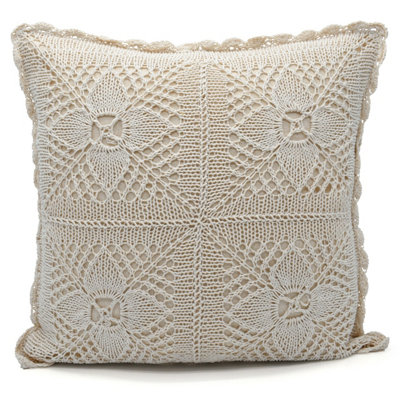 Ashley Mills Crochet Lace Embellished CushionHandcrafted Look With Vintage CharmSofa And Bed Cushion With Zip ClosureCream from B&Q