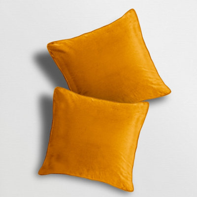 Velosso Premium Quality Velvet Sofa CushionSoft-Touch Zip ClosureMachine Washable Decorative Throw CushionOrange from B&Q