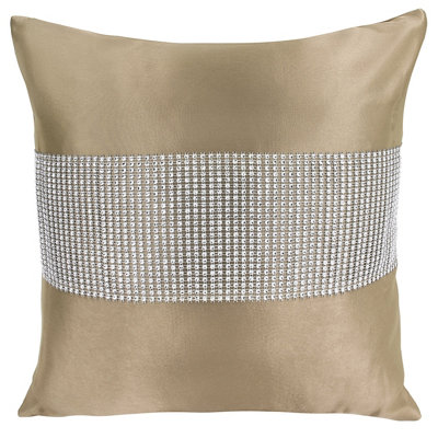 Velosso Diamonte Detail Embellished CushionLuxury Sofa Cushion Slip With Decorative Zip ClosureStone from B&Q