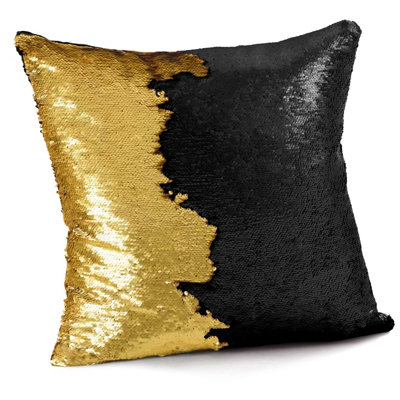 Velosso Two-Tone Sequins Decorative CushionReversible Sparkly FabricZip ClosureMachine WashableMulticolour from B&Q
