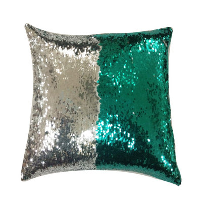Velosso Two-Tone Sequins Decorative CushionReversible Sparkly FabricZip ClosureMachine WashableMulticolour from B&Q