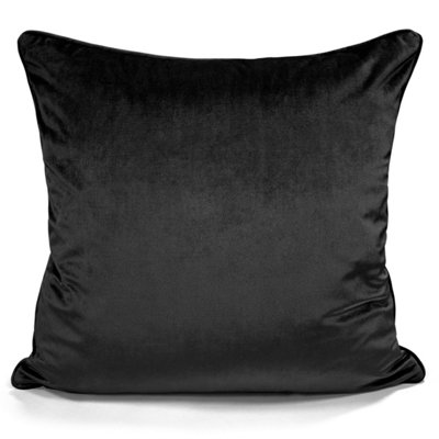 Intimates Luxury Velvet CushionSuper Soft Sofa And Living Room AccessoryStylish Cushion With Zip ClosureMachine WashableBlack from B&Q
