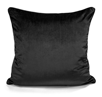 Intimates Luxury Velvet CushionSuper Soft Sofa And Living Room AccessoryStylish Cushion With Zip ClosureMachine WashableBlack from B&Q