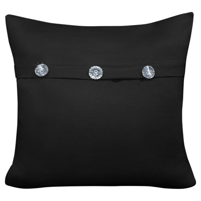 Velosso Mock Button Design Square CushionZip ClosureMachine WashableModern Sofa CushionBlack from B&Q