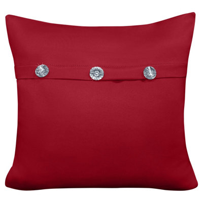 Velosso Mock Button Design Square CushionZip ClosureMachine WashableModern Sofa CushionRed from B&Q