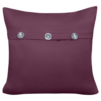 Velosso Mock Button Design Square CushionZip ClosureMachine WashableModern Sofa CushionPlum from B&Q