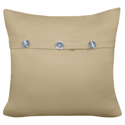 Velosso Mock Button Design Square CushionZip ClosureMachine WashableModern Sofa CushionStone from B&Q