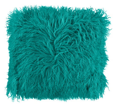 Velosso Blue Faux Fur Shaggy CushionZip ClosureMachine WashableBlue from B&Q
