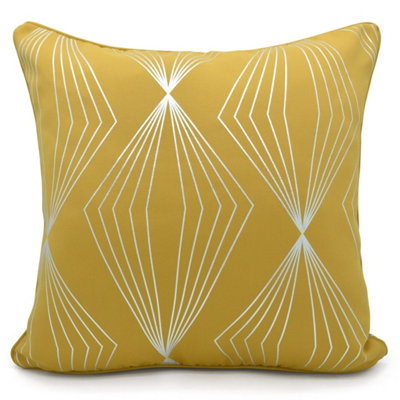 Velosso Foil Print Soft Fabric CushionZip ClosureMachine WashableStylish Home Decor AccentDurable CushionOchre from B&Q