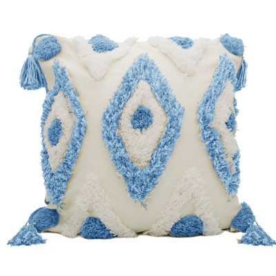 Intimates Bohemian Chic Tufted Design Sofa CushionDurable Material With Zip ClosureSoft Fabric With Textured LookBlue from B&Q