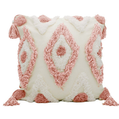 Intimates Bohemian Chic Tufted Design Sofa CushionDurable Material With Zip ClosureSoft Fabric With Textured LookPink from B&Q