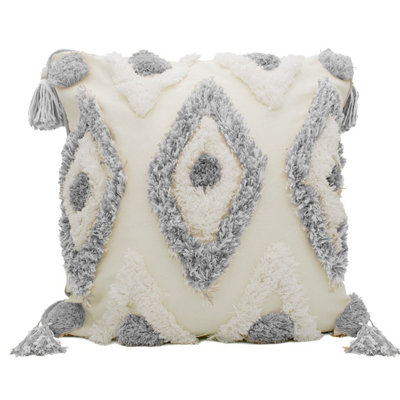 Intimates Bohemian Chic Tufted Design Sofa CushionDurable Material With Zip ClosureSoft Fabric With Textured LookGrey from B&Q